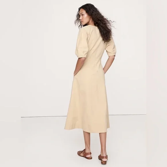 banana republic cream dress Banana Republic Cream Cruz Linen Maxi Shirt Dress